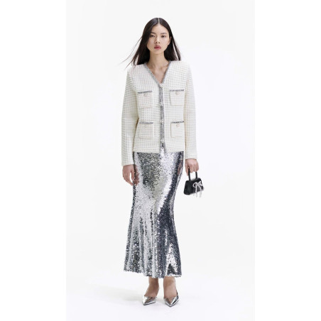 Gümüş Pul ve Kristal Taş Detaylı Premium Ceket