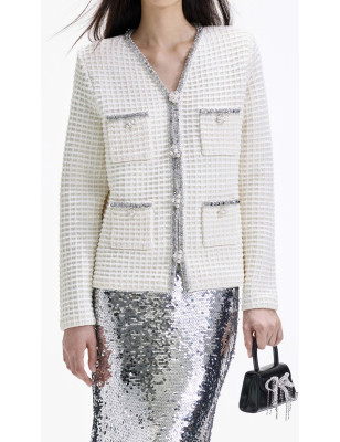 Gümüş Pul ve Kristal Taş Detaylı Premium Ceket