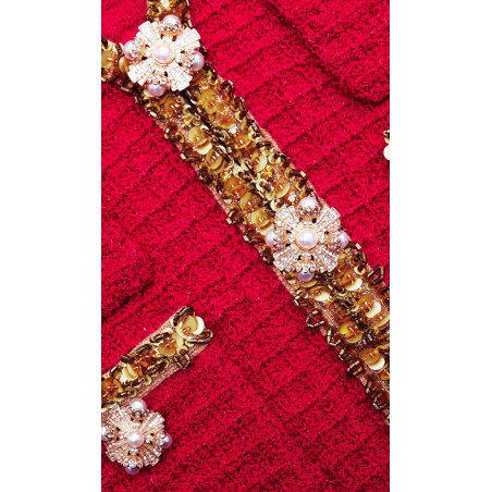 Gold Pul ve Düğme Detaylı Premium Kırmızı Ceket