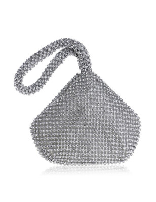 Bilezik Detaylı Kristal Taşlı Silver Çanta