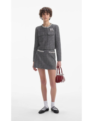 Pul Detaylı Kazayağı Desenli Tasarım Ceket