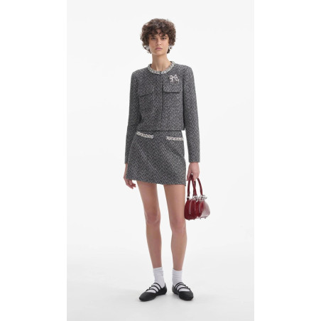 Pul Detaylı Kazayağı Desenli Tasarım Ceket