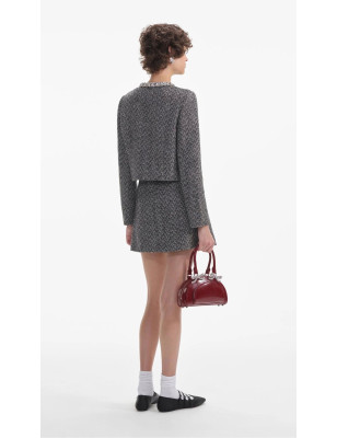 Pul Detaylı Kazayağı Desenli Tasarım Ceket