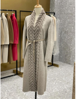 Ortası Kürklü Kaşmir Premium Kaban