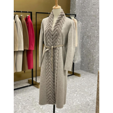 Ortası Kürklü Kaşmir Premium Kaban