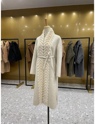 Ortası Kürklü Kaşmir Premium Kaban