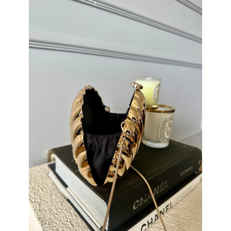 Deniz Kabuğu Formunda Gold Clutch