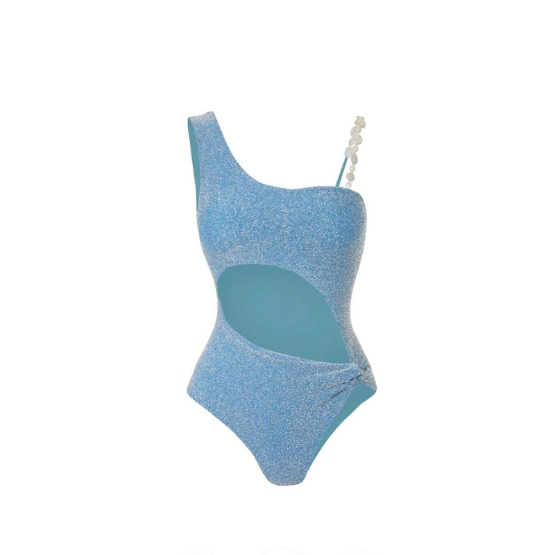 İnci Askılı Mavi Mayo