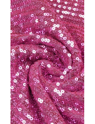 Pembe Sırt Dekolteli Gül Detaylı Payetli Elbise