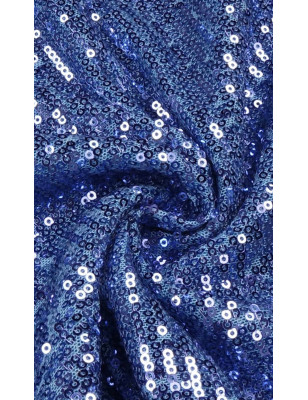 Mavi Sırt Dekolteli Gül Detaylı Payetli Elbise