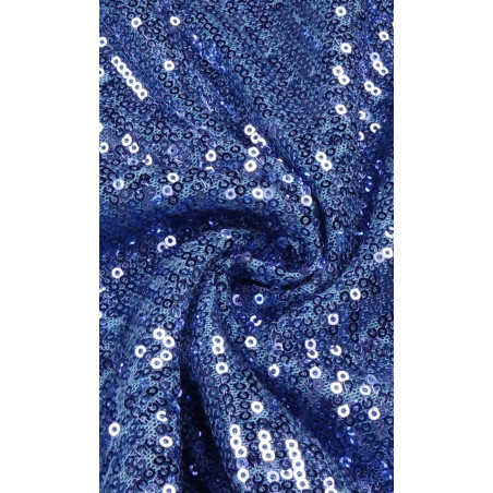 Mavi Sırt Dekolteli Gül Detaylı Payetli Elbise