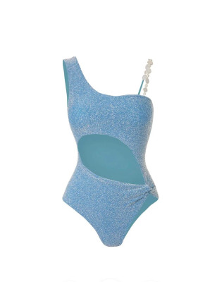 İnci Askılı Mavi Mayo