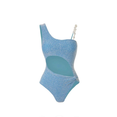 İnci Askılı Mavi Mayo