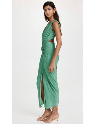 Yeşil Simli Mayo ve Büzgülü Etek Takım