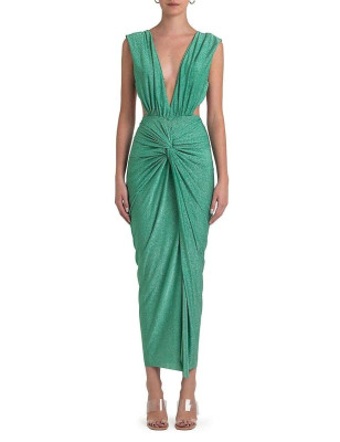 Yeşil Simli Mayo ve Büzgülü Etek Takım