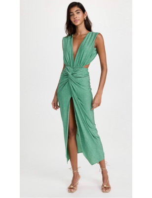 Yeşil Simli Mayo ve Büzgülü Etek Takım