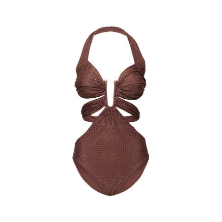 Kristal Taş Detaylı Pencereli Premium Mayokini