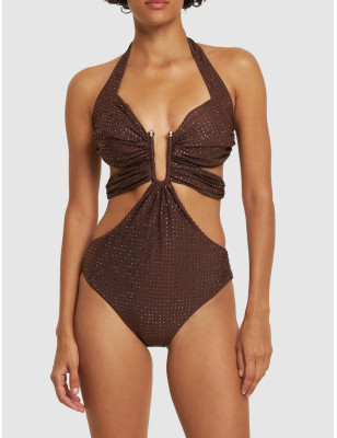 Kristal Taş Detaylı Pencereli Premium Mayokini