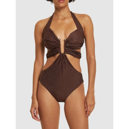 Kristal Taş Detaylı Pencereli Premium Mayokini