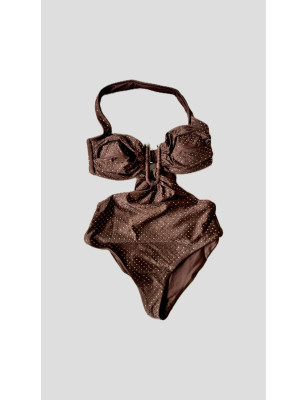 Kristal Taş Detaylı Pencereli Premium Mayokini