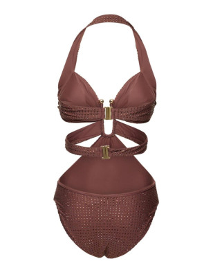 Kristal Taş Detaylı Pencereli Premium Mayokini