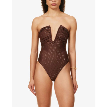 Kristal Taşlı Kahverengi Tasarım Mayo