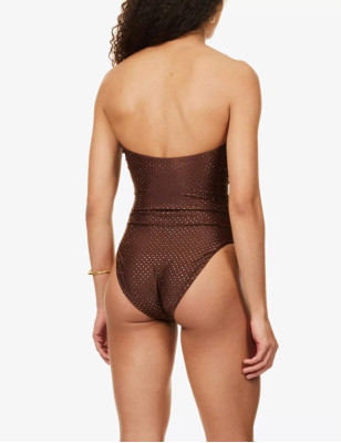 Kristal Taşlı Kahverengi Tasarım Mayo