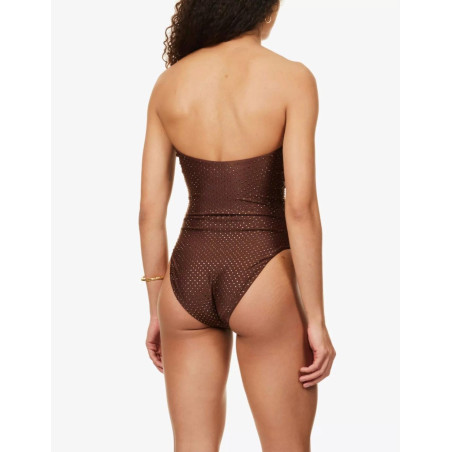 Kristal Taşlı Kahverengi Tasarım Mayo