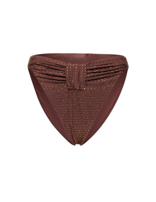 Kristal Taşlı Kahverengi Tasarım Bikini Takım