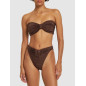 Kristal Taşlı Kahverengi Tasarım Bikini Takım