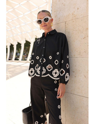 Çiçek Motifli Tasarım Gömlek